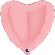 Шар (18''/46 см) Сердце, Макарунс, Нежно-розовый, 1 шт.