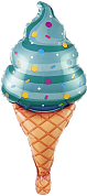 Шар с клапаном (17''/43 см) Мини-фигура, Мороженое, Вафельный рожок, Мятный, 1 шт.