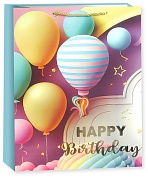 Пакет подарочный, Happy Birthday, Праздничный микс, Дизайн №2, Металлик, 55*43*15 см, 1 шт.