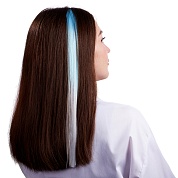 Цветная прядь для волос, Двухцветная, на заколке, 5,5 гр., Голубой/Белый, 50*3,3 см, 1 шт. 