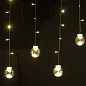 Светодиодная гирлянда Лампочки, 108 LED, 12 фигур, 8 режимов, IP 14, Теплый белый, 1*3,5 м, 1 шт.