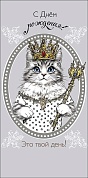 Конверты для денег, С Днем Рождения (котик в короне), 10 шт.