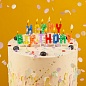 Свечи Буквы Пиксели, Happy Birthday, Ассорти, 1,5*2,5 + 4 см, 1 шт. с держат.