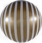 Шар (18''/46 см) Сфера 3D, Deco Bubble, Белые полосы, Золото, 1 шт. в упак.