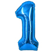 Шар (40''/102 см) Цифра, 1, Синий, 1 шт. в уп.