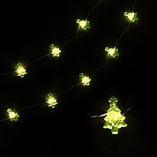 Светодиодная гирлянда Елочки, 2х3 см, 10 Led, IP14, 2,1 м. Зеленый/Теплый белый, 1 шт.