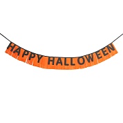 Гирлянда с мишурой Happy Halloween, Черный/Оранжевый, 350 см, 24 см, 1 упак.