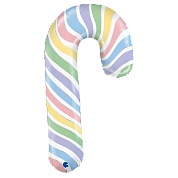 Шар (12''/30 см) Мини-фигура, Леденец трость, Макарунс, 1 шт.