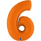 Шар (40''/102 см) Цифра, 6, Оранжевый, Сатин, 1 шт. в уп. 