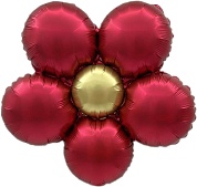 Шар (18''/46 см) Цветок, Ромашка (надув воздухом), Красный, Сатин, 1 шт. 