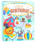 Пакет подарочный 3D, Happy Birthday, Детский праздник, Дизайн №2, Металлик, 32*26*12 см, 1 шт.