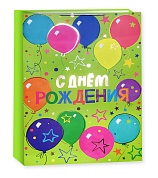 Пакет подарочный, С Днем Рождения, Воздушные шары, Металлик, 70*50*20 см, 1 шт.