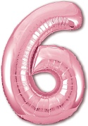 Шар (40''/102 см) Цифра, 6 Slim, Розовый фламинго, 1 шт. в упак.