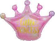 Шар (30''/76 см) Фигура, Корона, Маленькая Принцесса (искорки звезд), Розовый, Градиент, 1 шт.