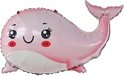 Шар (29''/74 см) Фигура, Маленький кит, Розовый, 1 шт. 