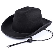 Шляпа Ковбой (мини), со шнурком для затягивания, Черный, 1 шт. 