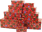 Набор коробок Новогодние елочки, Красный, 30*20*13 см, 10 шт.