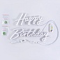 Световая надпись на подложке Happy Birthday, 23*42, 21*59 см. Разноцветный, 1 шт.
