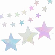 Гирлянда-подвеска Звезда, Голография, 200 см, 7 см*20 шт, 1 упак.