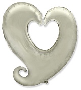 Шар (40''/102 см) Фигура, Цепь сердец, Серебро, 1 шт.