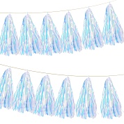 Гирлянда Тассел, Хамелеон, Голубой, Голография, 35*12 см, 12 листов.