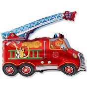 Шар (14''/36 см) Мини-фигура, Пожарная машина, Красный, 1 шт.