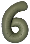 Шар (34''/86 см) Цифра, 6 Slim, Оливковый, Матовый, 1 шт.