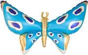 Шар (45''/114 см) Фигура 3D, Бабочка, Карнавальные крылья, Голубой, 1 шт. 