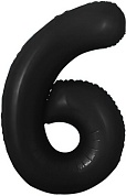 Шар с клапаном (16''/41 см) Мини-цифра, 6, Черный, 1 шт. 