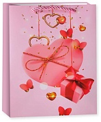 Пакет подарочный, С Любовью, Дизайн №2, Нежно-розовый, 40*31*12 см, 1 шт.
