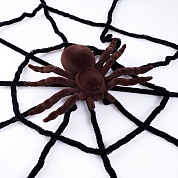 Декоративное украшение, Паутина - сетка с пауком, Черный, 150 см, 1 шт.