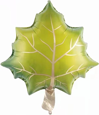 Шар с клапаном (14''/36 см) Мини-фигура, Кленовый лист, Зеленый, 1 шт.
