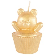 Свеча Фигура, Медвежонок в кексе, Золото, 7*4 см, 1 шт.