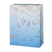 Пакет подарочный, Мерцающие бабочки, Дизайн №3, Металлик, 32*26*10 см, 1 шт.
