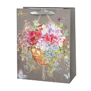 Пакет подарочный, Сказочные цветы, Дизайн №1, с блестками, 32*26*10 см, 1 шт.