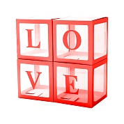 Набор коробок для воздушных шаров, Love, Красные грани, Прозрачный, 30*30*30 см, в упаковке 4 шт.