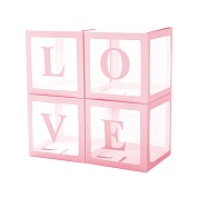 Набор коробок для шаров, Love, Нежно-розовый, 30*30*30 см, 4 шт. в упак. 
