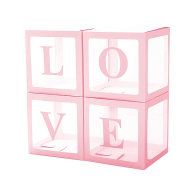 Набор коробок для шаров, Love, Нежно-розовый, 30*30*30 см, 4 шт. в упак. 