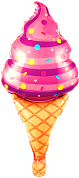 Шар с клапаном (17''/43 см) Мини-фигура, Мороженое, Вафельный рожок, Розовый, 1 шт.