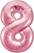 Шар (40''/102 см) Цифра, 8 Slim, Розовый фламинго, 1 шт. в упак.