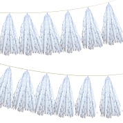 Гирлянда Тассел, Точки, Серебро, Металлик, 35*12 см, 5 листов.