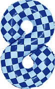 Шар (34''/86 см) Цифра, 8 Клеточки, Голубой/Синий, 1 шт. в уп.