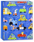 Пакет подарочный, Супер Машинки, Дизайн №2, Металлик, 42*30*12 см, 1 шт.