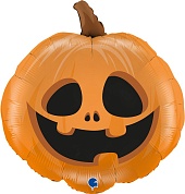 Шар (29''/74 см) Фигура, Страшная тыква на Хэллоуин, Оранжевый, 1 шт.
