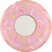 Тарелки (7''/18 см) Сладкий Пончик, Белый/Розовое золото, Металлик, 6 шт.