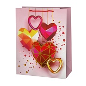 Пакет подарочный 3D, Прелестные сердечки, Дизайн №2, Металлик, 41,5*30*12 см, 1 шт.