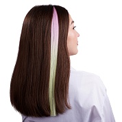 Цветная прядь для волос, Флуоресцентная двухцветная, 5 гр., Розовый/Зеленый, 50*3,2 см, 1 шт. 