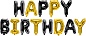 Набор шаров-букв (16''/41 см) Мини-Надпись "Happy Birthday", Черный/Золото, 1 шт. в упак.