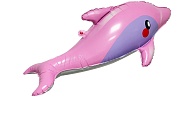Шар 3D (37''/94 см) Фигура, Дельфин, Розовый, 1 шт.