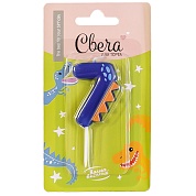 Свеча Цифра, 7 Динозаврик, 3,5*4,5 см, 1 шт. с держат.